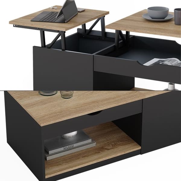 Avela soffbord, 55x54cm, Svart, Sonoma, Vicco