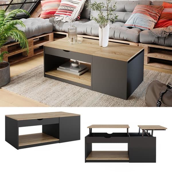 Avela soffbord, 55x54cm, Svart, Sonoma, Vicco