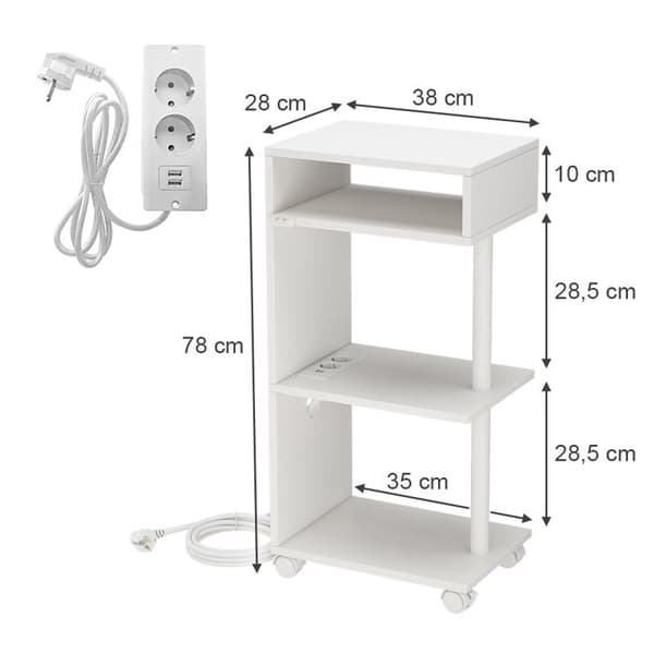 Barion soffbord, 28x78cm, Vit, Vicco