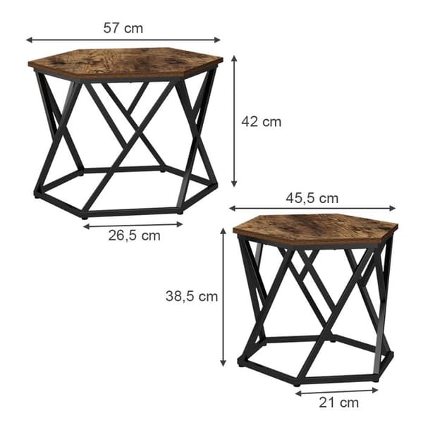 Fyrk soffbordsset, 57x42cm 2 st, Rustik ek, Vicco