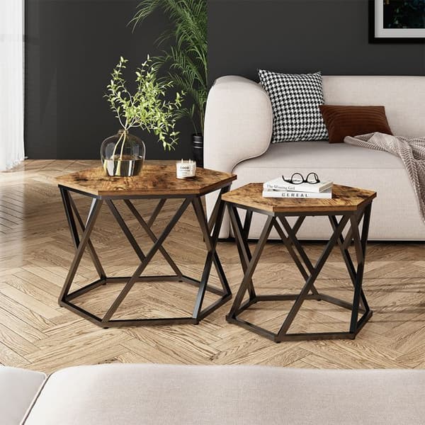 Fyrk soffbordsset, 57x42cm 2 st, Rustik ek, Vicco