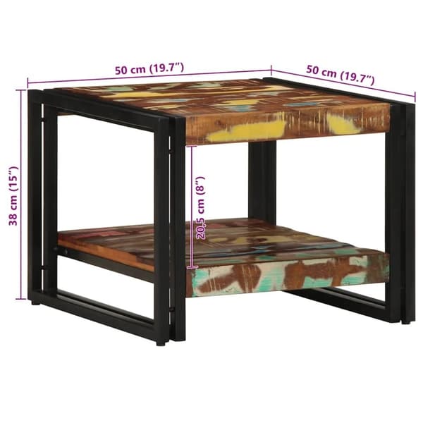 vidaXL Soffbord flerfärgat 50x50x38 cm massivt trä återvunnet