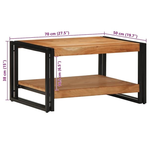 vidaXL sofabord 70x50x38 cm massivt akacietræ