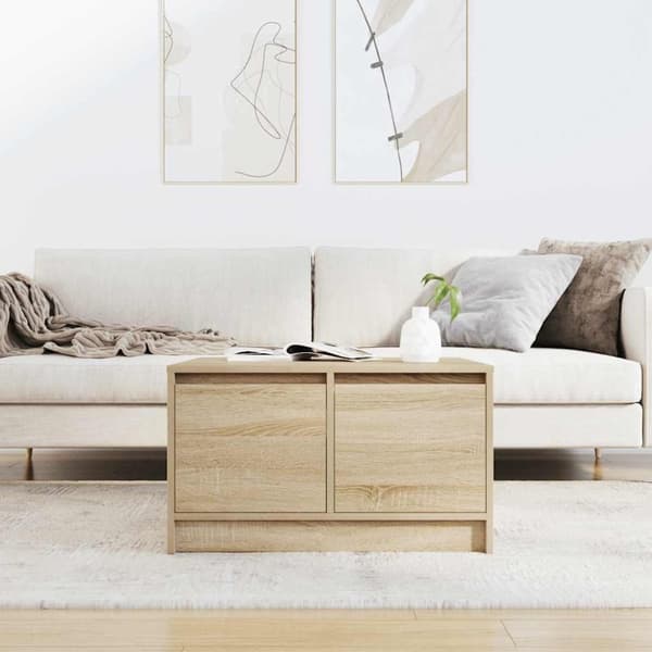 vidaXL sofabord med skuffer 70,5x70x40 cm sonoma-eg