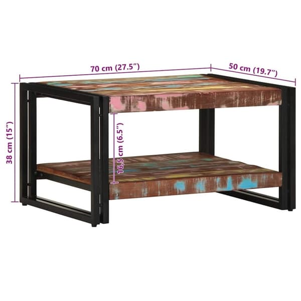 vidaXL Soffbord flerfärgat 70x50x38 cm massivt trä återvunnet