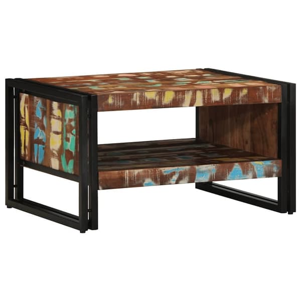 vidaXL sofabord 70x50x38 cm massivt genbrugstræ flerfarvet