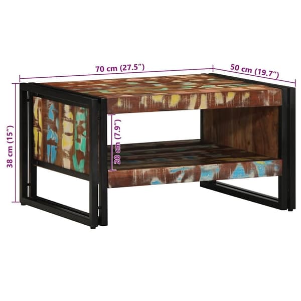 vidaXL sofabord 70x50x38 cm massivt genbrugstræ flerfarvet