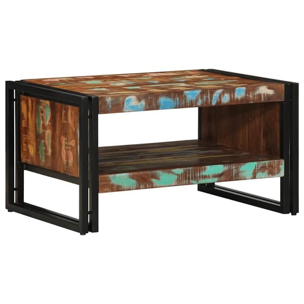 vidaXL sofabord 70x50x38 cm massivt genbrugstræ flerfarvet