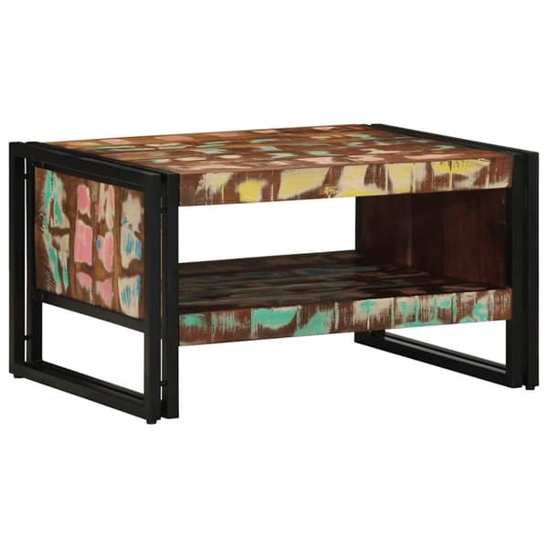 vidaXL sofabord 70x50x38 cm massivt genbrugstræ flerfarvet