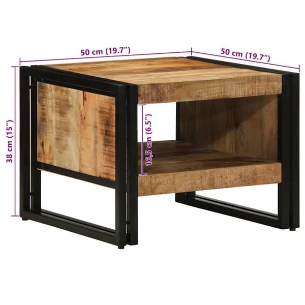 vidaXL sofabord 50x50x38 cm massivt ru mangotræ