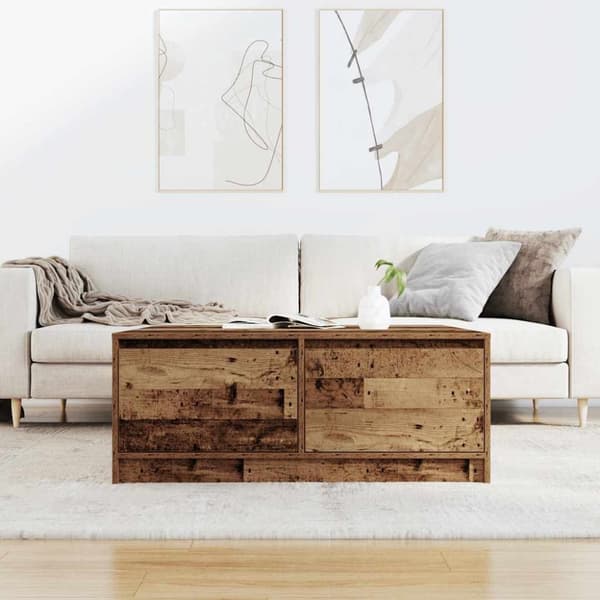 vidaXL sofabord med skuffer 100x100x40 cm gammelt træ-look