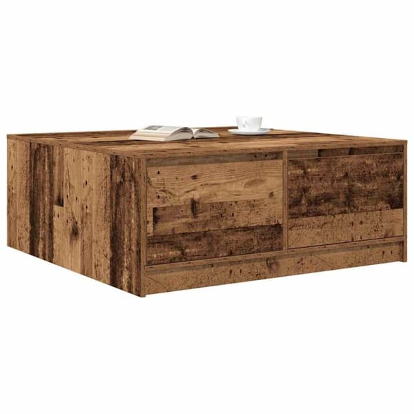 vidaXL sofabord med skuffer 100x100x40 cm gammelt træ-look