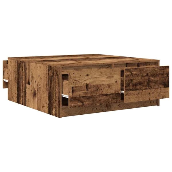 vidaXL sofabord med skuffer 100x100x40 cm gammelt træ-look