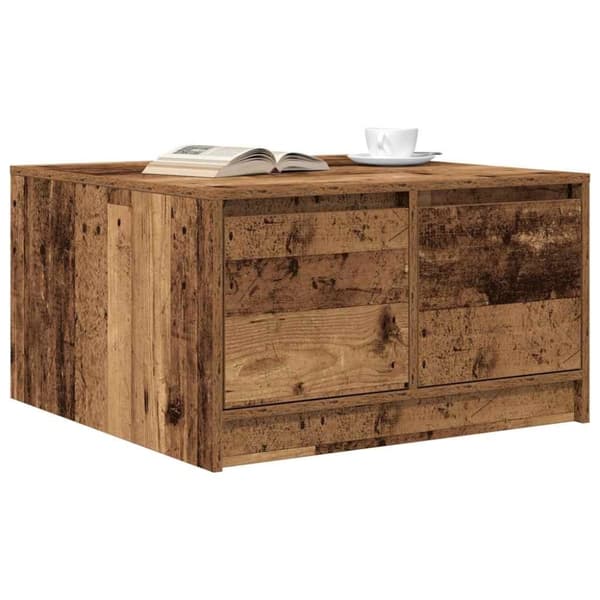 vidaXL sofabord med skuffer 70,5x70x40 cm gammelt træ-look