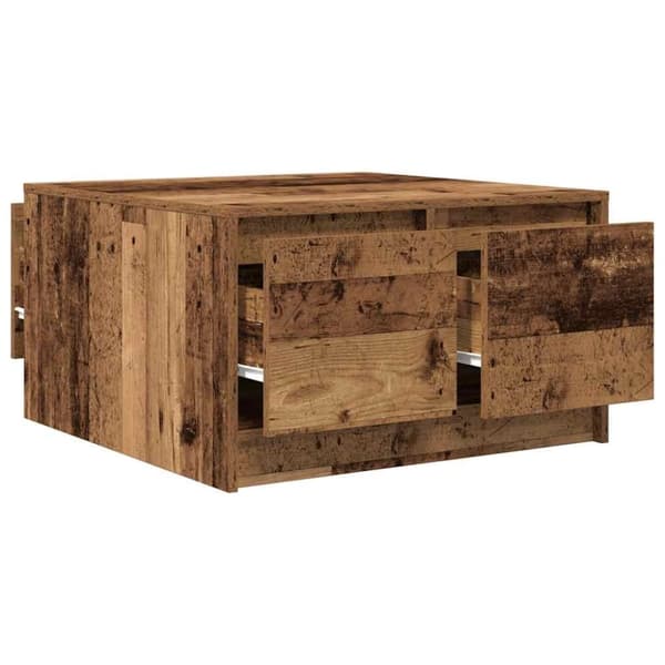 vidaXL sofabord med skuffer 70,5x70x40 cm gammelt træ-look