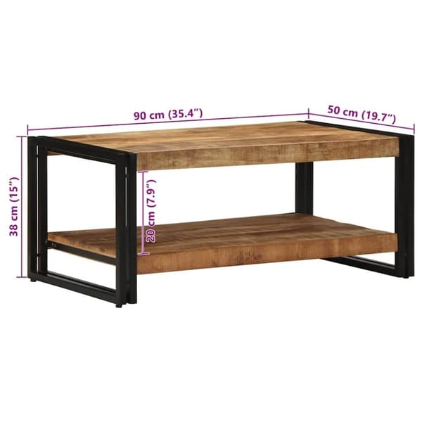 vidaXL sofabord 90x50x38 cm massivt ru mangotræ
