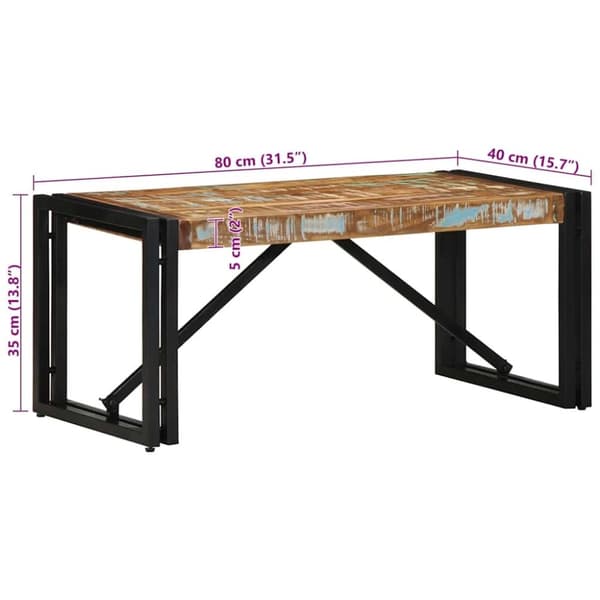 vidaXL Salongbord flerfarget 80x40x35 cm gjenvunnet heltre