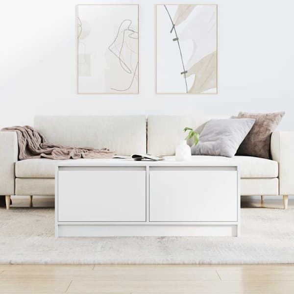 vidaXL sofabord med skuffer 100x100x40 cm hvid
