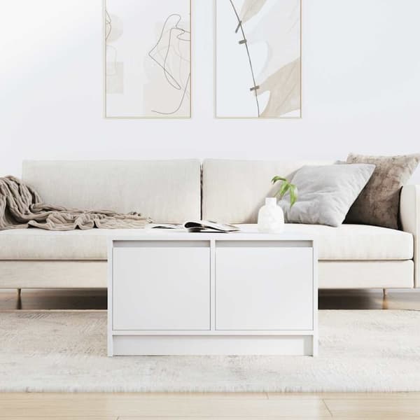 vidaXL sofabord med skuffer 70,5x70x40 cm hvid