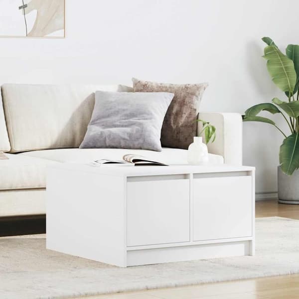 vidaXL sofabord med skuffer 70,5x70x40 cm hvid