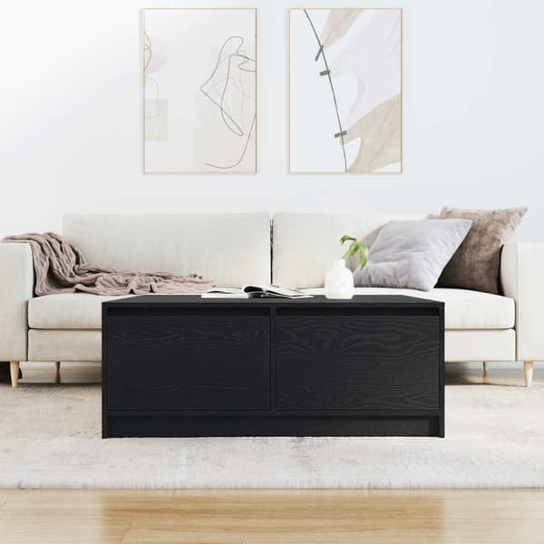 vidaXL Soffbord med lådor svart ek 100x100x40 cm