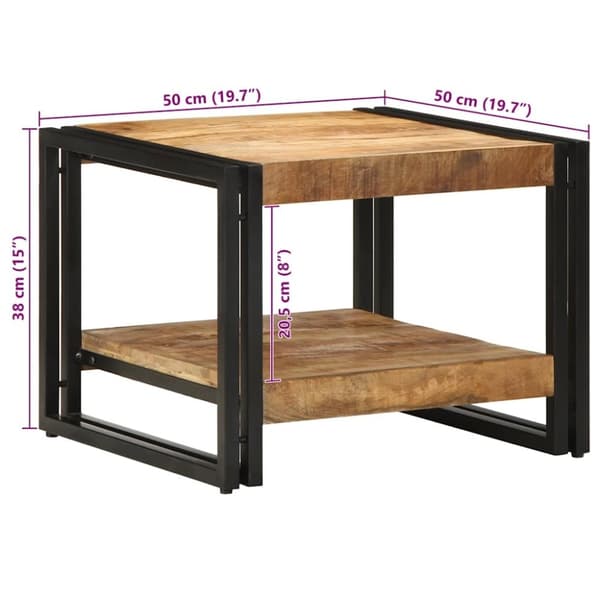 vidaXL Soffbord 50x50x38 cm massivt grovt trä mango