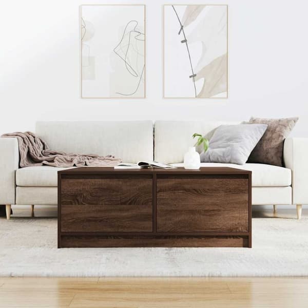 vidaXL sofabord med skuffer 100x100x40 cm brun egetræsfarve