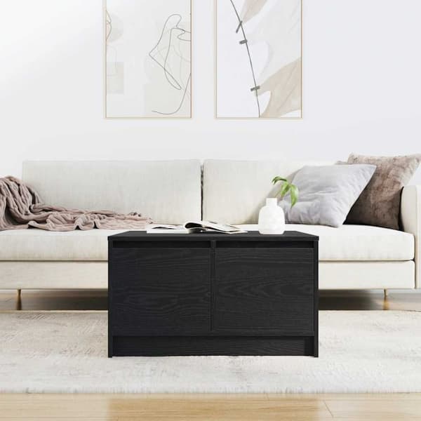 vidaXL sofabord med skuffer 70,5x70x40 cm sort egetræsfarve