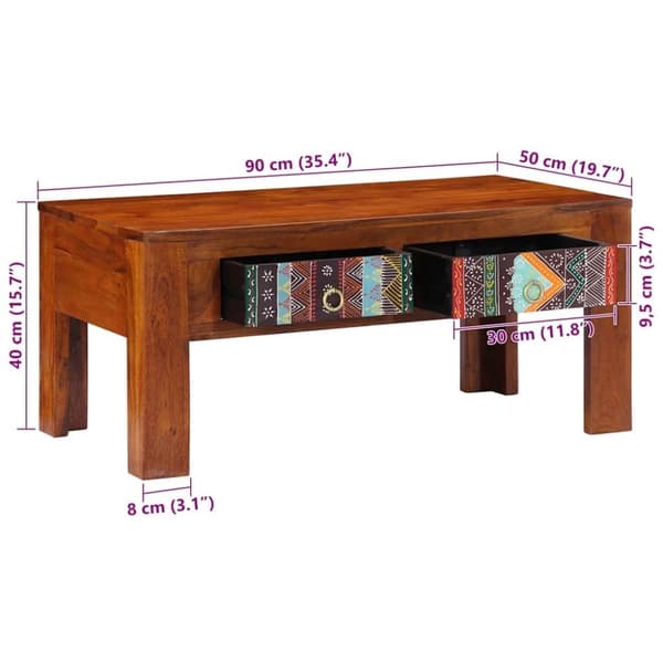 vidaXL sofabord 90x50x40 cm massivt akacietræ