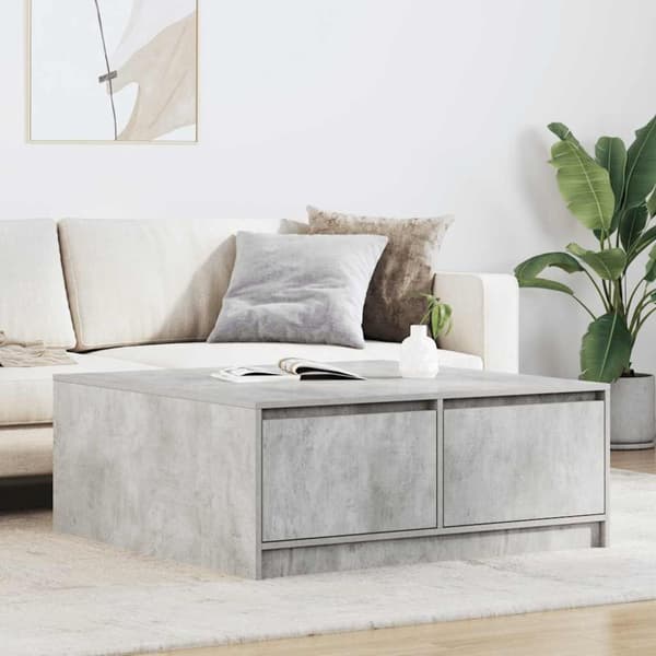 vidaXL sofabord med skuffer 100x100x40 cm betongrå