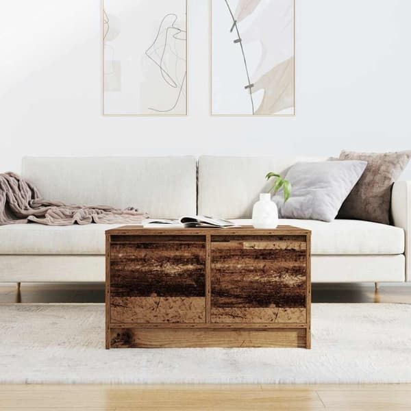 vidaXL Salongbord med skuffer gammelt tre 70,5x70x40 cm