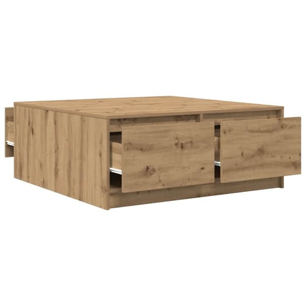 vidaXL Salongbord med skuffer artisan eik 100x100x40 cm
