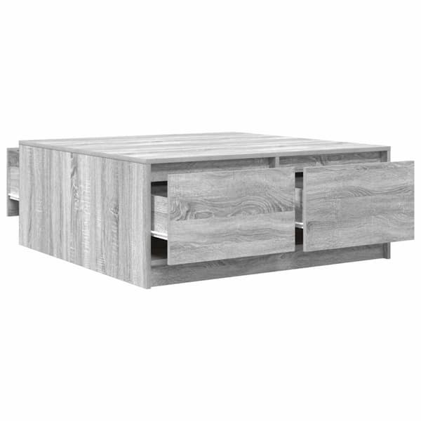 vidaXL sohvapöytä laatikoilla harmaa Sonoma 100x100x40 cm