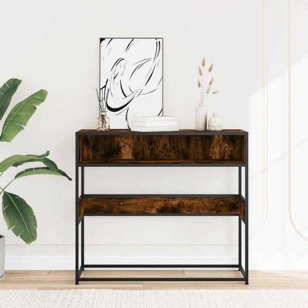 vidaXL konsolipöytä savustettu tammi 90x35x80 cm tekninen puu