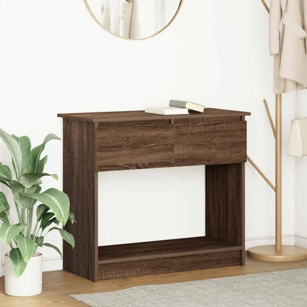 vidaXL konsolipöytä laatikoilla ruskea tammi 85,5x38,5x74,5 cm