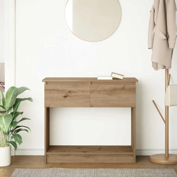 vidaXL konsollbord med skuffer artisan eik 85,5x38,5x74,5 cm