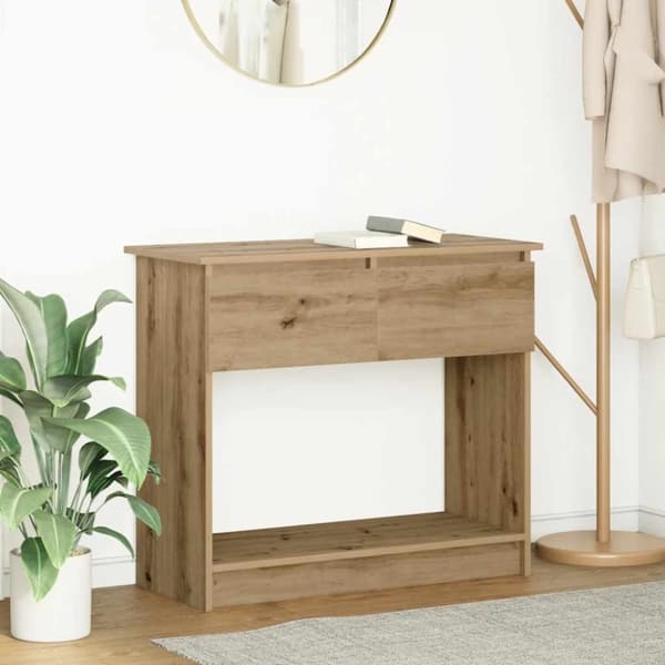 vidaXL konsollbord med skuffer artisan eik 85,5x38,5x74,5 cm