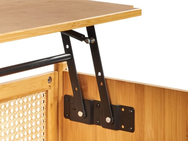 Sofabord i naturlig bambus og rotting 99 x 48 cm med opbevaring Løftebordplade Stuemøbler Boho Style
