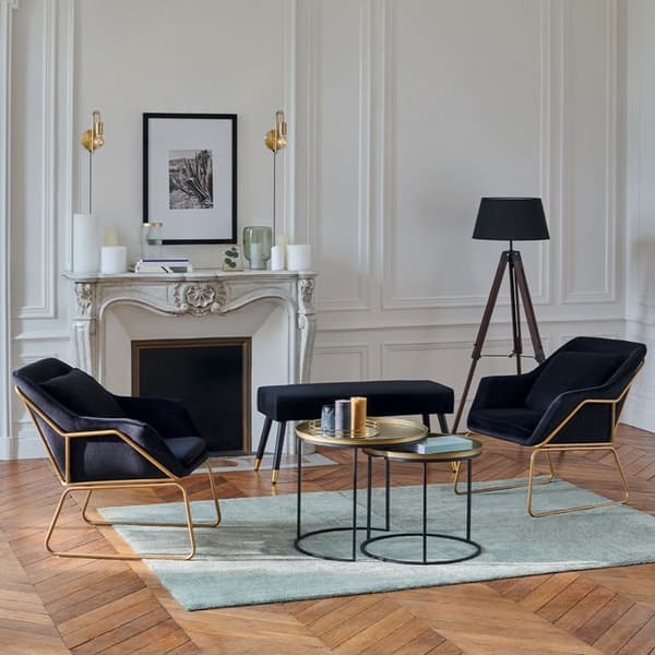 Set med 2 designkaffebord "Basile" 56 cm Guld