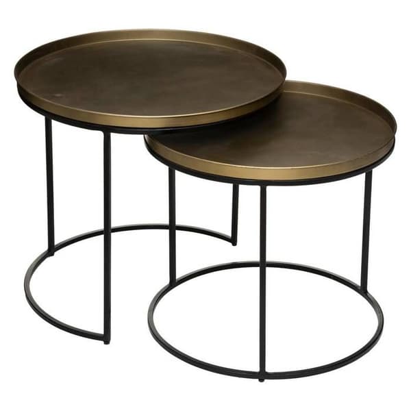 Set med 2 designkaffebord "Basile" 56 cm Guld