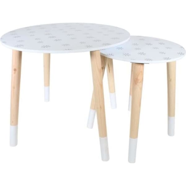 Hem - Set med 2 sidobord i trä - Olika storlekar