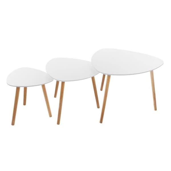 Set med 3 soffbord - Mileo - Vit
