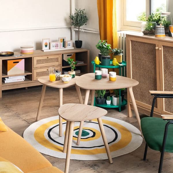 Set om 3 låga bord - Atmosphera - Mileo - MDF-trä - Askdekor - Modern design