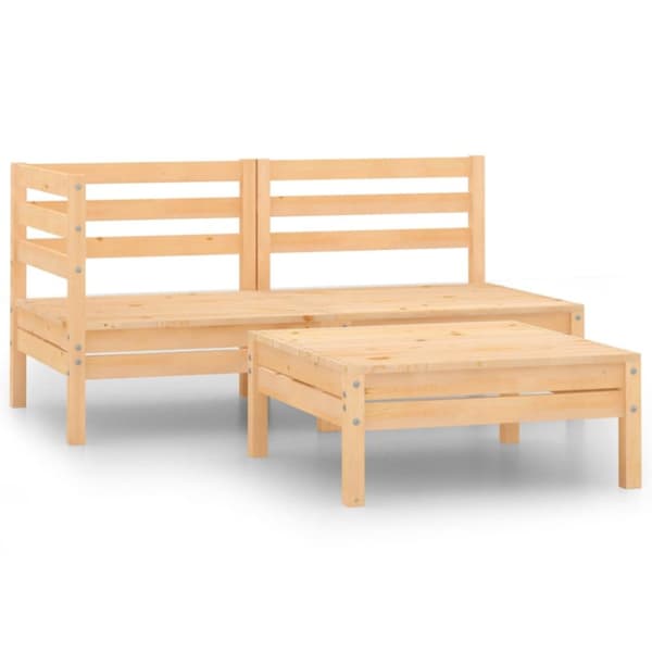 Loungegrupp 3 delar massiv furu