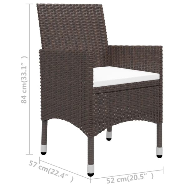 Caféset 3 delar konstrotting och härdat glas brun