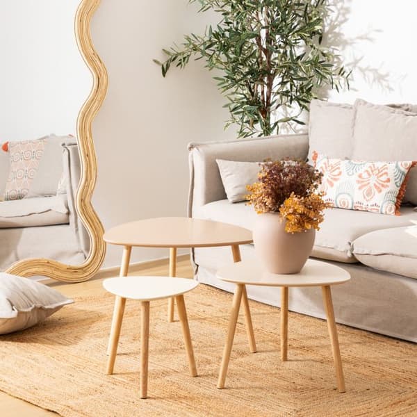 3 st bord gigognes "Mileo" beige 60x60x45cm - Atmosphera inredningsskapare - Beige