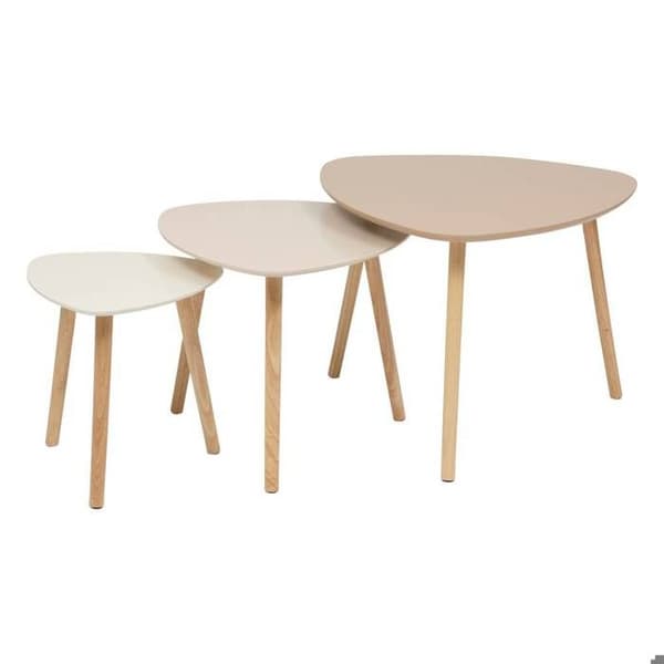 3 st bord gigognes "Mileo" beige 60x60x45cm - Atmosphera inredningsskapare - Beige