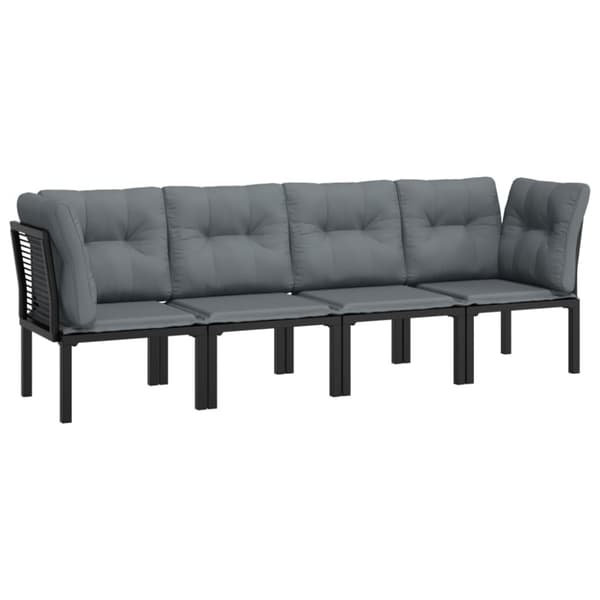 Loungegrupp 4 delar svart och grå konstrotting