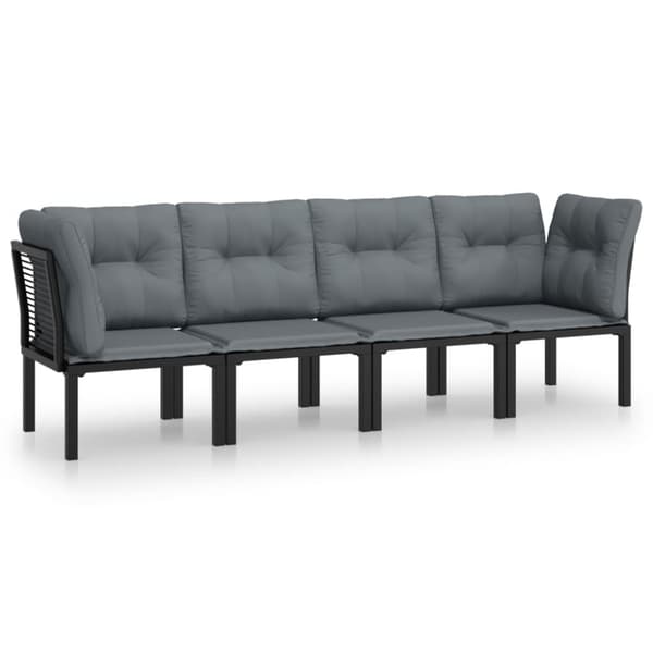 Loungegrupp 4 delar svart och grå konstrotting
