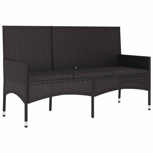 Loungegrupp för trädgården med dynor 4 delar svart konstrotting